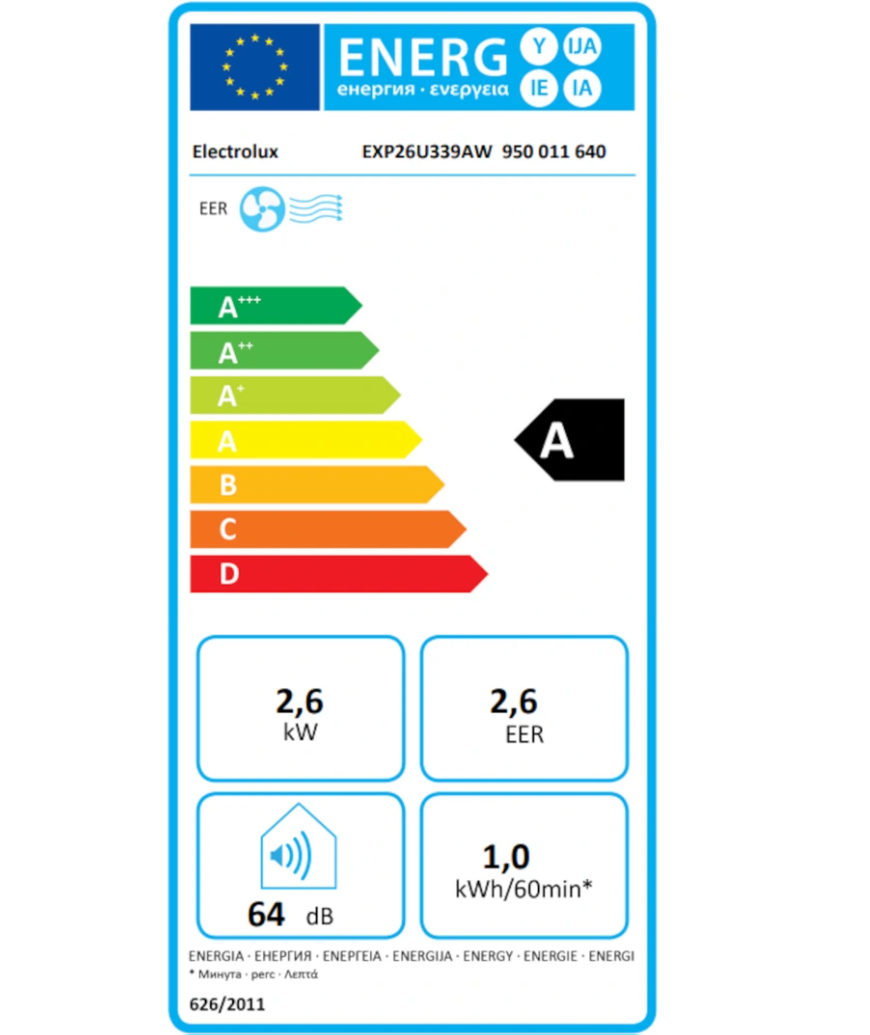 Aire Acondicionado Portátil Electrolux EXP26U339AW Comfort 600 – Clase A, R290, Conectado, 64 dB