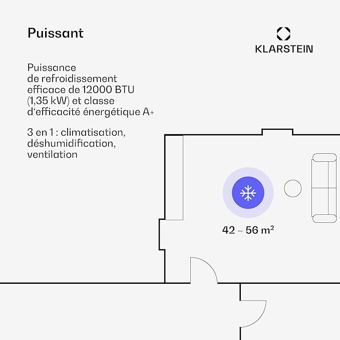 Aire Acondicionado Portátil Klarstein 12000 BTU – Clase A+, R290, SEER 13, Silencioso 63 dB