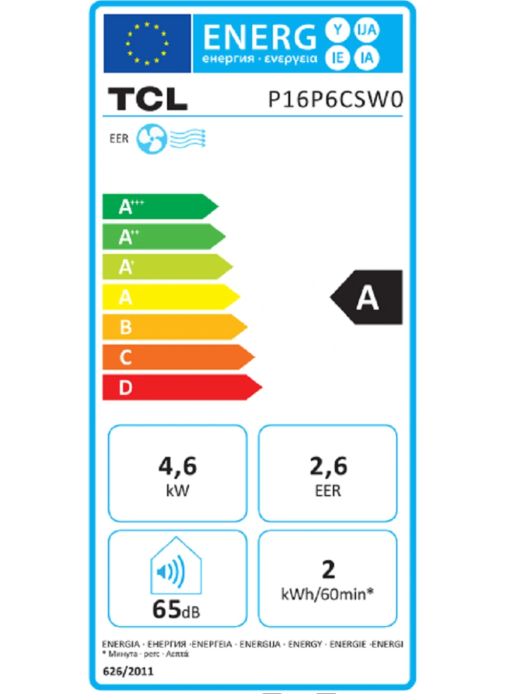 Condizionatore portatile TCL P16P6CSW0 – 16000 BTU, Classe A, Wi-Fi IoT, R290, 38 m²